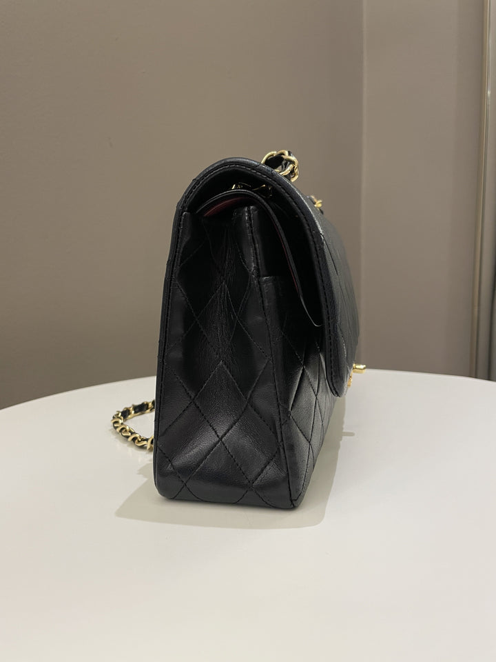 Chanel Vintage Classic Quilted Medium Double Flap Black Lambskin