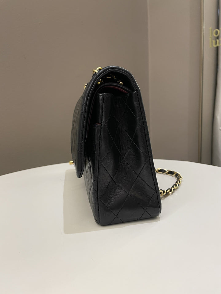 Chanel Vintage Classic Quilted Medium Double Flap Black Lambskin