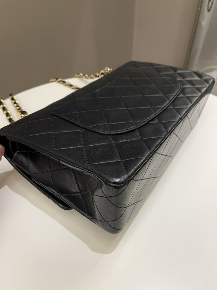 Chanel Vintage Classic Quilted Medium Double Flap Black Lambskin