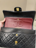 Chanel Vintage Classic Quilted Medium Double Flap Black Lambskin