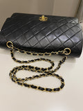 Chanel Vintage Classic Quilted Medium Double Flap Black Lambskin