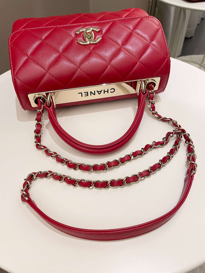 Chanel Trendy Cc Flap Bag Red Stiff Lambskin