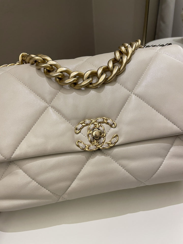 Chanel 19 Flap Bag Beige Lambskin