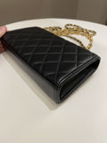 Chanel 22B Quilted Top Handle Flap Bag Black Lambskin