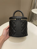 Chanel CC Quilted Vanity Top Handle Bag Black Caviar