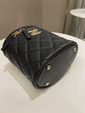 Chanel CC Quilted Vanity Top Handle Bag Black Caviar