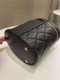 Chanel CC Quilted Vanity Top Handle Bag Black Caviar