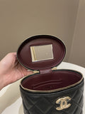 Chanel CC Quilted Vanity Top Handle Bag Black Caviar