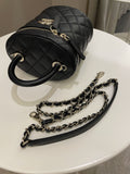 Chanel CC Quilted Vanity Top Handle Bag Black Caviar