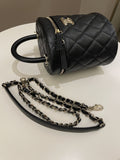 Chanel CC Quilted Vanity Top Handle Bag Black Caviar