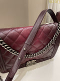 Chanel Quilted Boy Large Burgundy Ombré Calfskin