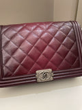 Chanel Quilted Boy Large Burgundy Ombré Calfskin