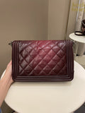 Chanel Quilted Boy Large Burgundy Ombré Calfskin