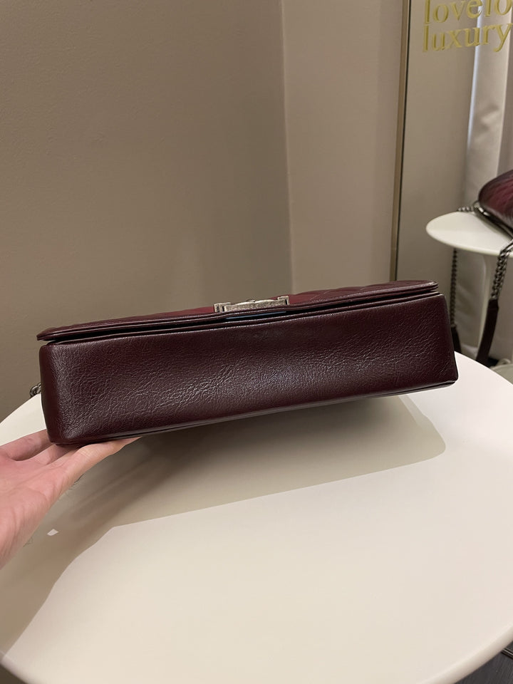 Chanel Quilted Boy Large Burgundy Ombré Calfskin