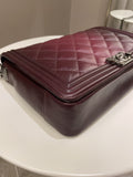 Chanel Quilted Boy Large Burgundy Ombré Calfskin
