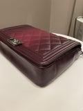 Chanel Quilted Boy Large Burgundy Ombré Calfskin