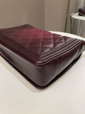 Chanel Quilted Boy Large Burgundy Ombré Calfskin