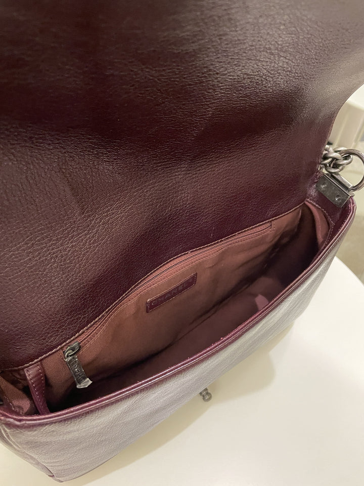 Chanel Quilted Boy Large Burgundy Ombré Calfskin