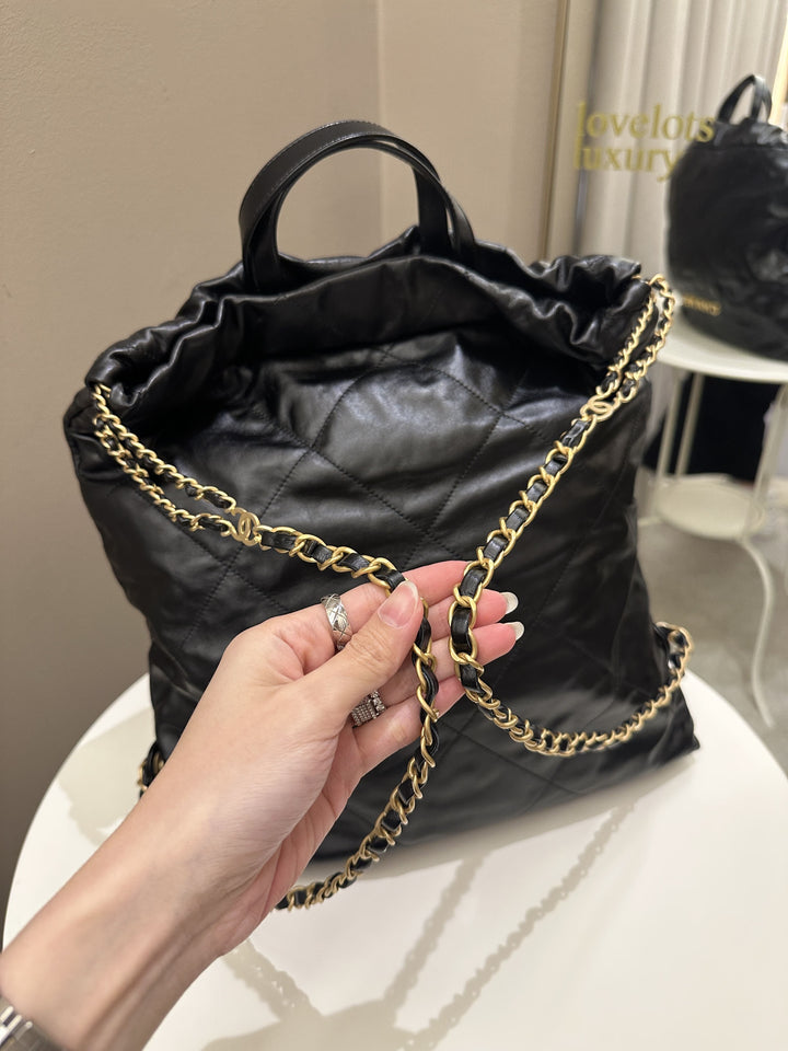Chanel 22 Backpack Black Calfskin