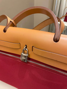 Hermes Herbag Zip 31 Rouge Grenat/ Nature