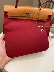 Hermes Herbag Zip 31 Rouge Grenat/ Nature