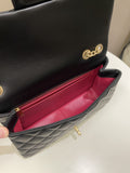 Chanel 23S Camellia Black Stiff Lambskin