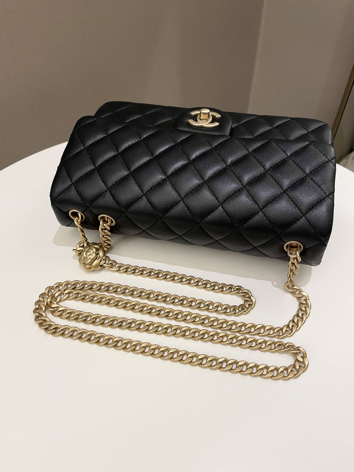 Chanel 23S Camellia Black Stiff Lambskin
