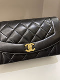 Chanel Vintage Quilted Diana Flap Bag Black Lambskin