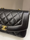 Chanel Vintage Quilted Diana Flap Bag Black Lambskin