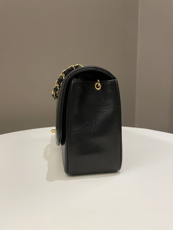 Chanel Vintage Quilted Diana Flap Bag Black Lambskin