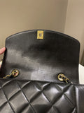 Chanel Vintage Quilted Diana Flap Bag Black Lambskin