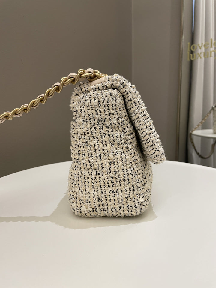 Chanel 19 Flap Bag Cream Tweed