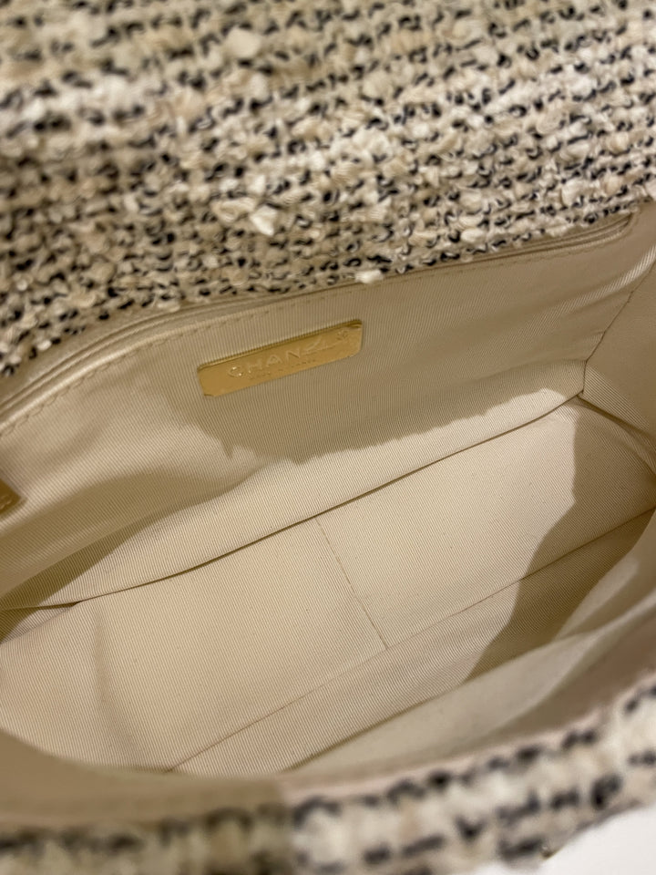 Chanel 19 Flap Bag Cream Tweed
