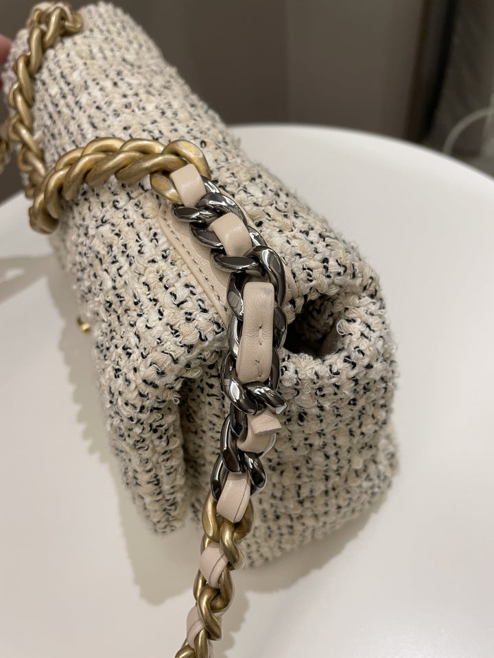 Chanel 19 Flap Bag Cream Tweed