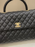 Chanel Classic Quilted Coco Lizard Handle Black Caviar
