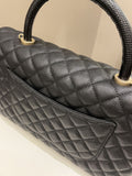 Chanel Classic Quilted Coco Lizard Handle Black Caviar