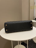 Chanel Classic Quilted Coco Lizard Handle Black Caviar