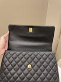 Chanel Classic Quilted Coco Lizard Handle Black Caviar