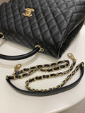 Chanel Classic Quilted Coco Lizard Handle Black Caviar