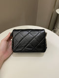 Chanel Chain Around Shoulder Flap Black Coated Lambskin