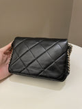 Chanel Chain Around Shoulder Flap Black Coated Lambskin