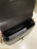 Chanel Chain Around Shoulder Flap Black Coated Lambskin