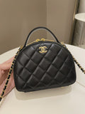 Chanel 23C Quilted Half Moon Vanity Black Lambskin