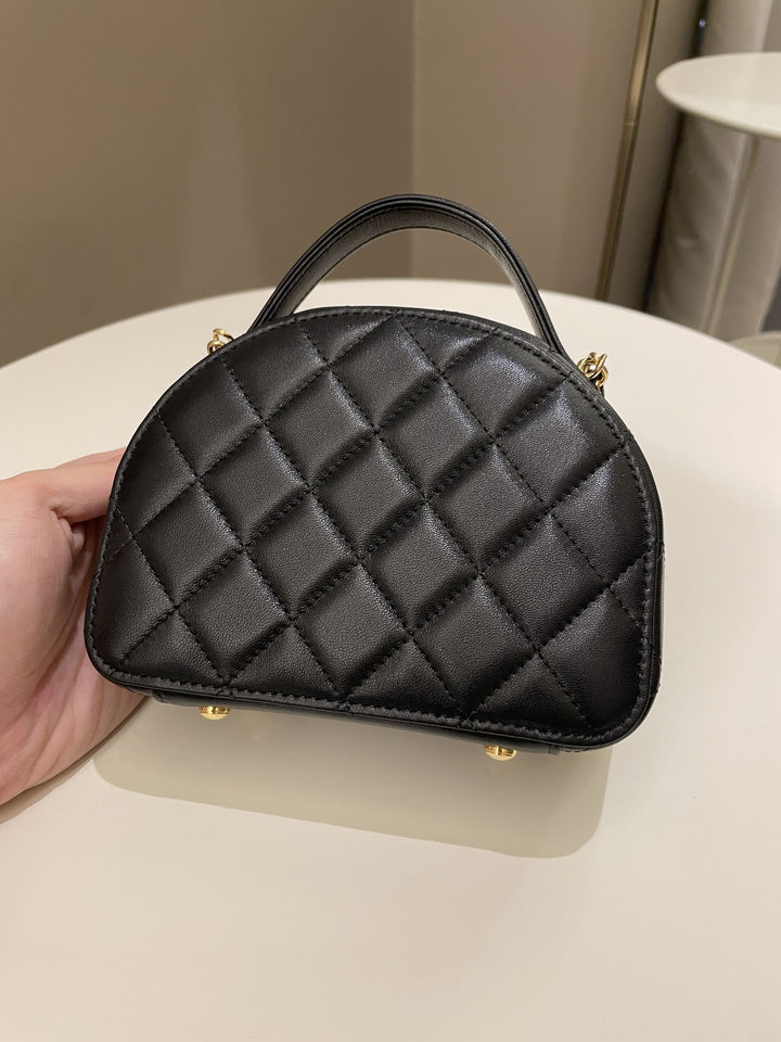Chanel 23C Quilted Half Moon Vanity Black Lambskin