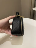 Chanel 23C Quilted Half Moon Vanity Black Lambskin