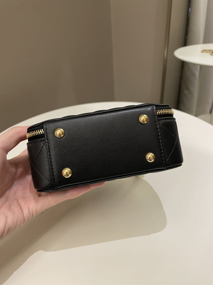 Chanel 23C Quilted Half Moon Vanity Black Lambskin