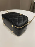 Chanel 23C Quilted Half Moon Vanity Black Lambskin