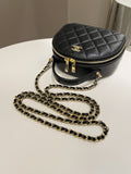 Chanel 23C Quilted Half Moon Vanity Black Lambskin