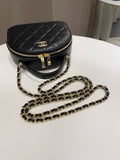 Chanel 23C Quilted Half Moon Vanity Black Lambskin