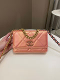 Chanel 19 Wallet On Chain Coral Iridescent